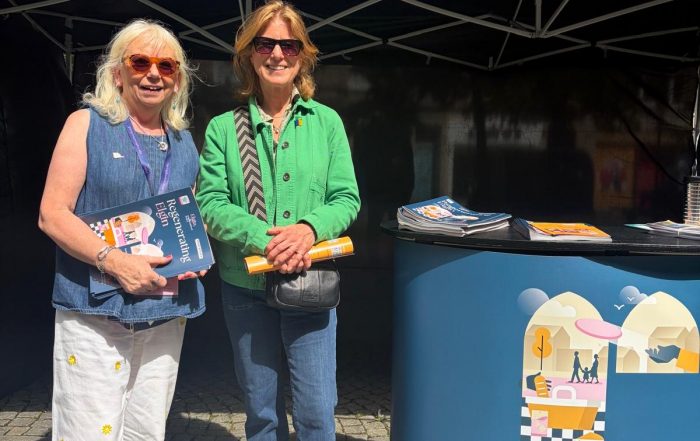 Lucy pictured with Jackie Andrews of the Elgin Neighbourhood Board