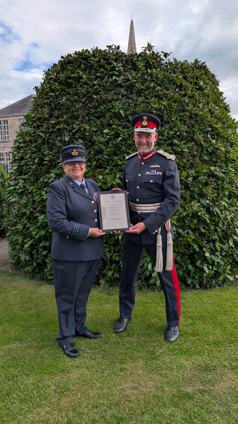 Congratulations to Sqn Ldr Samantha Morrell on the award of the Certificate for Meritorious Service in the Lieutenancy of Moray